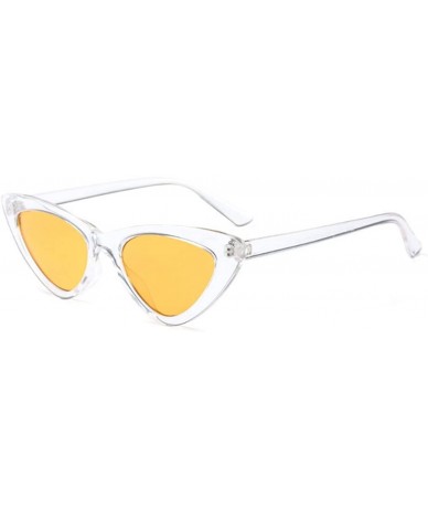 Round Hot Queen Sunglasses Retro Women's Cat UV400 Protection - Clear-yellow - C21888CR46R $23.07