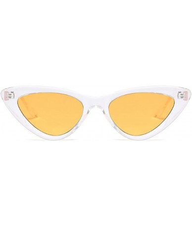 Round Hot Queen Sunglasses Retro Women's Cat UV400 Protection - Clear-yellow - C21888CR46R $23.07