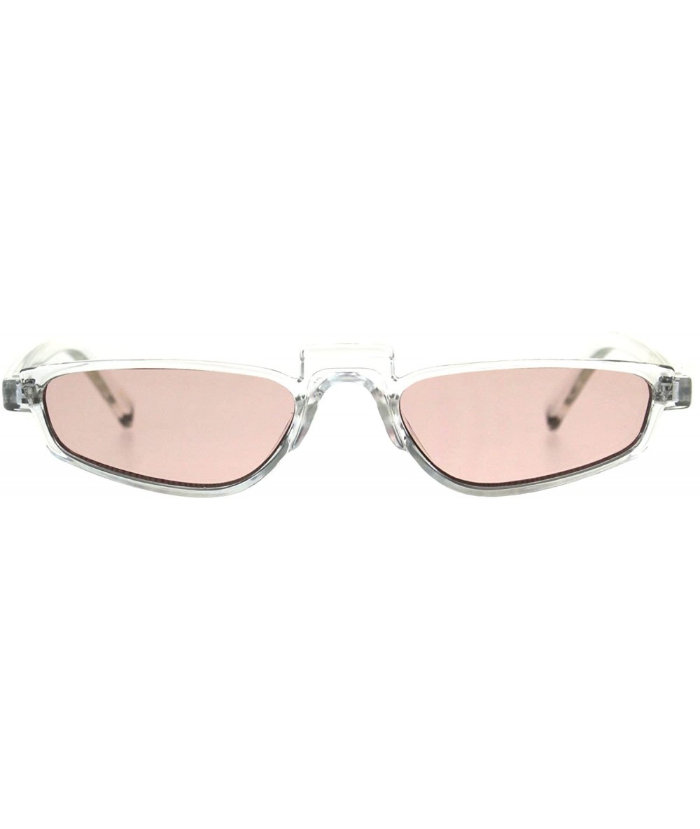 Rectangular Vintage Fashion Sunglasses Unisex Skinny Frame Unique Pop Up Bridge - Clear (Pink) - C818DA5273X $17.87