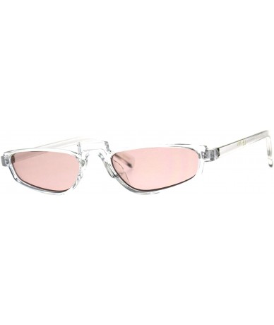 Rectangular Vintage Fashion Sunglasses Unisex Skinny Frame Unique Pop Up Bridge - Clear (Pink) - C818DA5273X $17.87