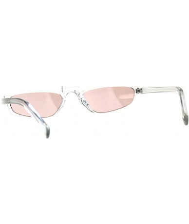 Rectangular Vintage Fashion Sunglasses Unisex Skinny Frame Unique Pop Up Bridge - Clear (Pink) - C818DA5273X $17.87