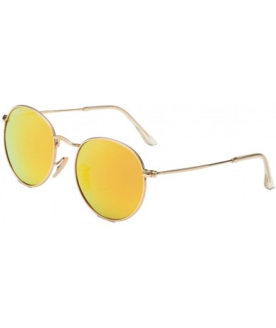 Round Lennon Vintage Metal Frame Round Circle Sunglasses Mirrored Polarized Lens - Gold/Gold - C312IELCSJJ $36.29