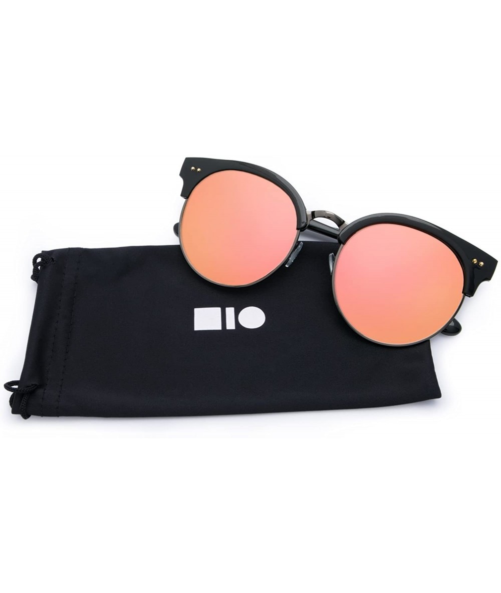 Oversized Fashion Sunglasses for Woman and Men (100% UV Protection) - Clubmaster - Red Mirrored - CE18GIMI7RU $50.26