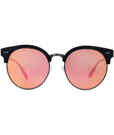 Oversized Fashion Sunglasses for Woman and Men (100% UV Protection) - Clubmaster - Red Mirrored - CE18GIMI7RU $50.26