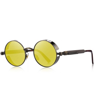 Round Gothic Steampunk Sunglasses for Women Men Round Lens Metal Frame S567 - Brown&gold - C517XSUTOT5 $26.89