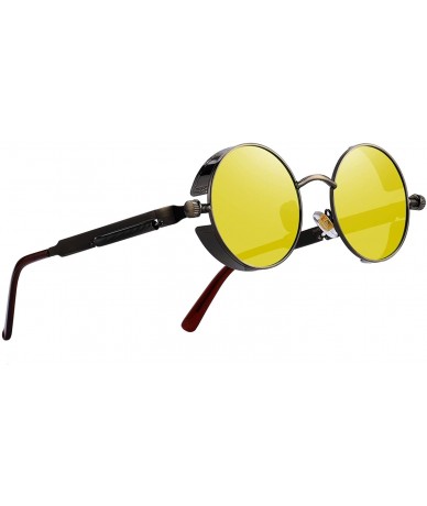 Round Gothic Steampunk Sunglasses for Women Men Round Lens Metal Frame S567 - Brown&gold - C517XSUTOT5 $26.89