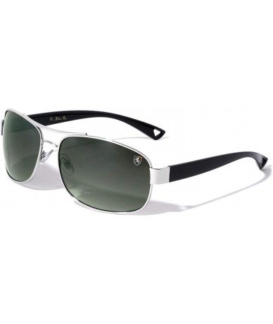 Aviator Temple Ear Triangle Plastic Cut Classic Oval Aviator Sunglasses - Green Silver - C2190EQID5Y $34.12