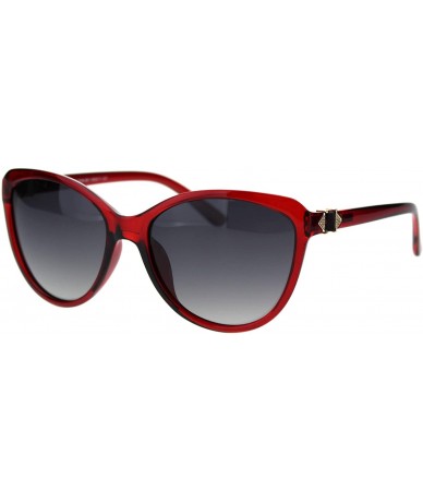 Square Polarized Lens Square Black Gem Stone Jewel Butterfly Sunglasses - Red Smoke - CE18TLZ4QA4 $26.63