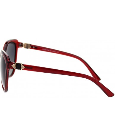 Square Polarized Lens Square Black Gem Stone Jewel Butterfly Sunglasses - Red Smoke - CE18TLZ4QA4 $26.63