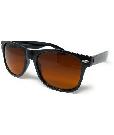 Sport Sunglasses Classic 80's Vintage Style Design - Black Gloss- Blue Block Amber - C112O1DGX1J $19.19