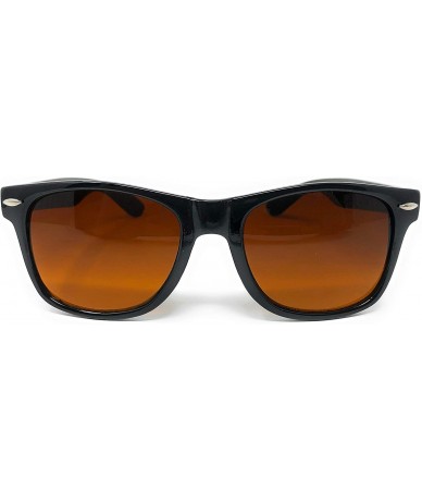 Sport Sunglasses Classic 80's Vintage Style Design - Black Gloss- Blue Block Amber - C112O1DGX1J $19.19