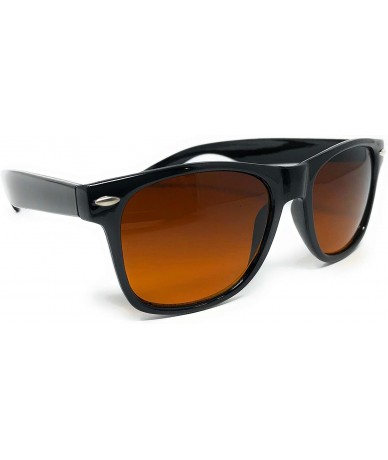 Sport Sunglasses Classic 80's Vintage Style Design - Black Gloss- Blue Block Amber - C112O1DGX1J $19.19