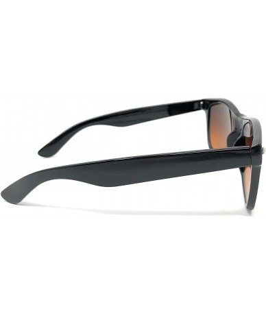 Sport Sunglasses Classic 80's Vintage Style Design - Black Gloss- Blue Block Amber - C112O1DGX1J $19.19