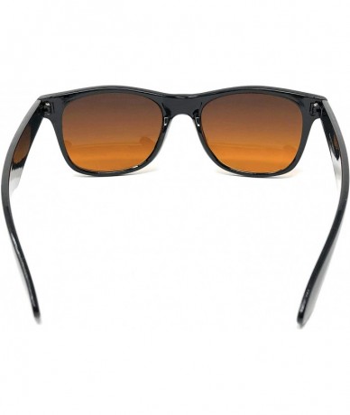 Sport Sunglasses Classic 80's Vintage Style Design - Black Gloss- Blue Block Amber - C112O1DGX1J $19.19