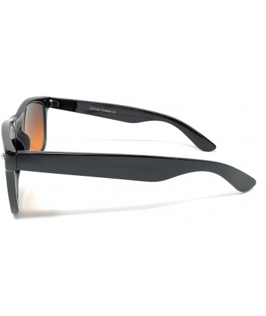 Sport Sunglasses Classic 80's Vintage Style Design - Black Gloss- Blue Block Amber - C112O1DGX1J $19.19