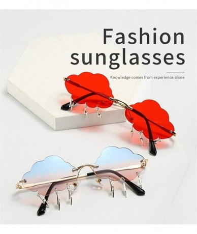 Rimless Cloud Lightning Sunglasses Women Rimless Storm Shaped Shades UV Protection - C4 - CR190NAT2IT $21.55