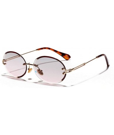 Rimless 2019 New Fashion Oval Rimless Diamond Cut Edge Women Sunglasses - Pink - CC18HC4XMED $25.29