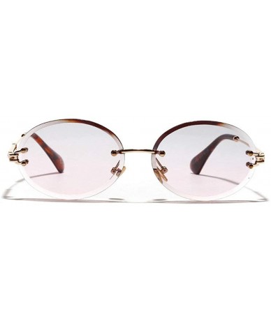 Rimless 2019 New Fashion Oval Rimless Diamond Cut Edge Women Sunglasses - Pink - CC18HC4XMED $25.29