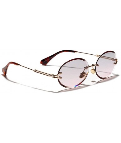 Rimless 2019 New Fashion Oval Rimless Diamond Cut Edge Women Sunglasses - Pink - CC18HC4XMED $25.29