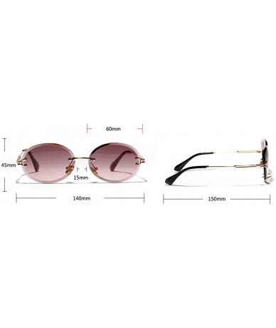 Rimless 2019 New Fashion Oval Rimless Diamond Cut Edge Women Sunglasses - Pink - CC18HC4XMED $25.29