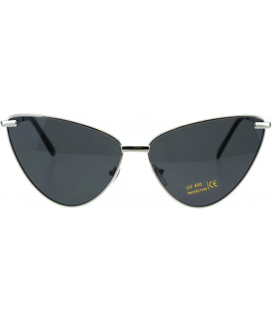 Oversized Womens Oversized Cateye Sunglasses Metal Frame Spring Hinge UV 400 - Silver (Black) - C018NXHEEYR $20.32