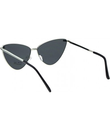 Oversized Womens Oversized Cateye Sunglasses Metal Frame Spring Hinge UV 400 - Silver (Black) - C018NXHEEYR $20.32