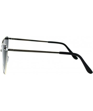 Oversized Womens Oversized Cateye Sunglasses Metal Frame Spring Hinge UV 400 - Silver (Black) - C018NXHEEYR $20.32