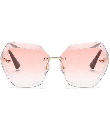 Sport Women's Sunglasses Oversized Frameless Diamond Cut Lens Classic Glasses-Gold&rosa_65 millimeters - CD198NCKZ23 $35.67