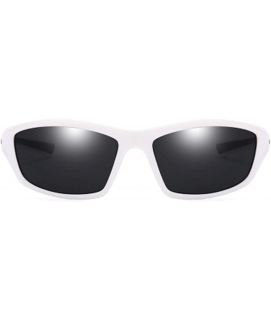 Rectangular Men's Sports Polarized Sunglasses UV Protection Driving Cycling Baseball Fishing Shades D120 - White/Black - C918...