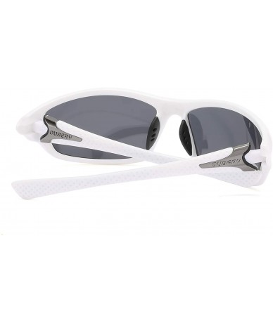 Rectangular Men's Sports Polarized Sunglasses UV Protection Driving Cycling Baseball Fishing Shades D120 - White/Black - C918...