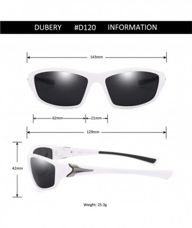 Rectangular Men's Sports Polarized Sunglasses UV Protection Driving Cycling Baseball Fishing Shades D120 - White/Black - C918...