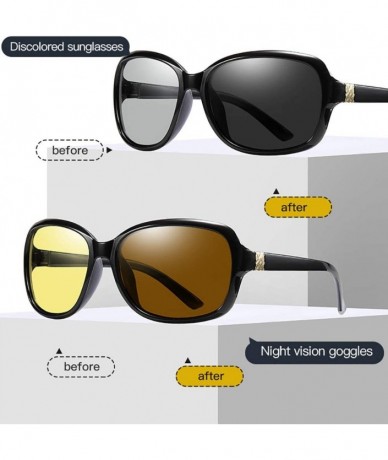 Goggle Women Photochromic Sunglasses-Polarized Square Eyewear Day And Night Vision - F - CY190NICTTY $61.63