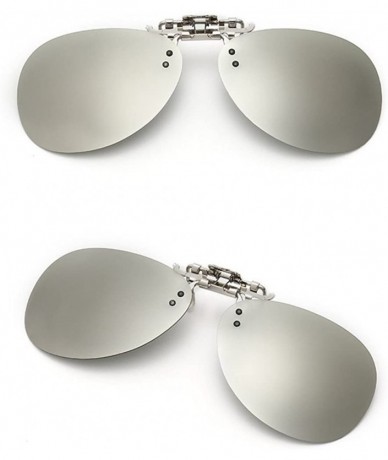 Oversized Oversized Clip on Night Vision Glasses Polarized Sunglasses Clip-on Glasses - Silver - CJ18E9QT8NG $17.89