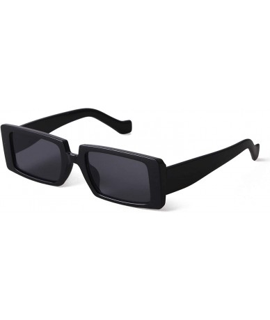 Shield Rectangle Sunglasses Women Fashion Sunglasses Square Wide Frame - Black - C4196N6Q798 $20.41