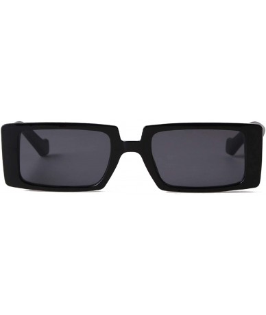 Shield Rectangle Sunglasses Women Fashion Sunglasses Square Wide Frame - Black - C4196N6Q798 $20.41