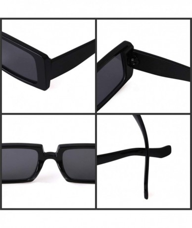 Shield Rectangle Sunglasses Women Fashion Sunglasses Square Wide Frame - Black - C4196N6Q798 $20.41