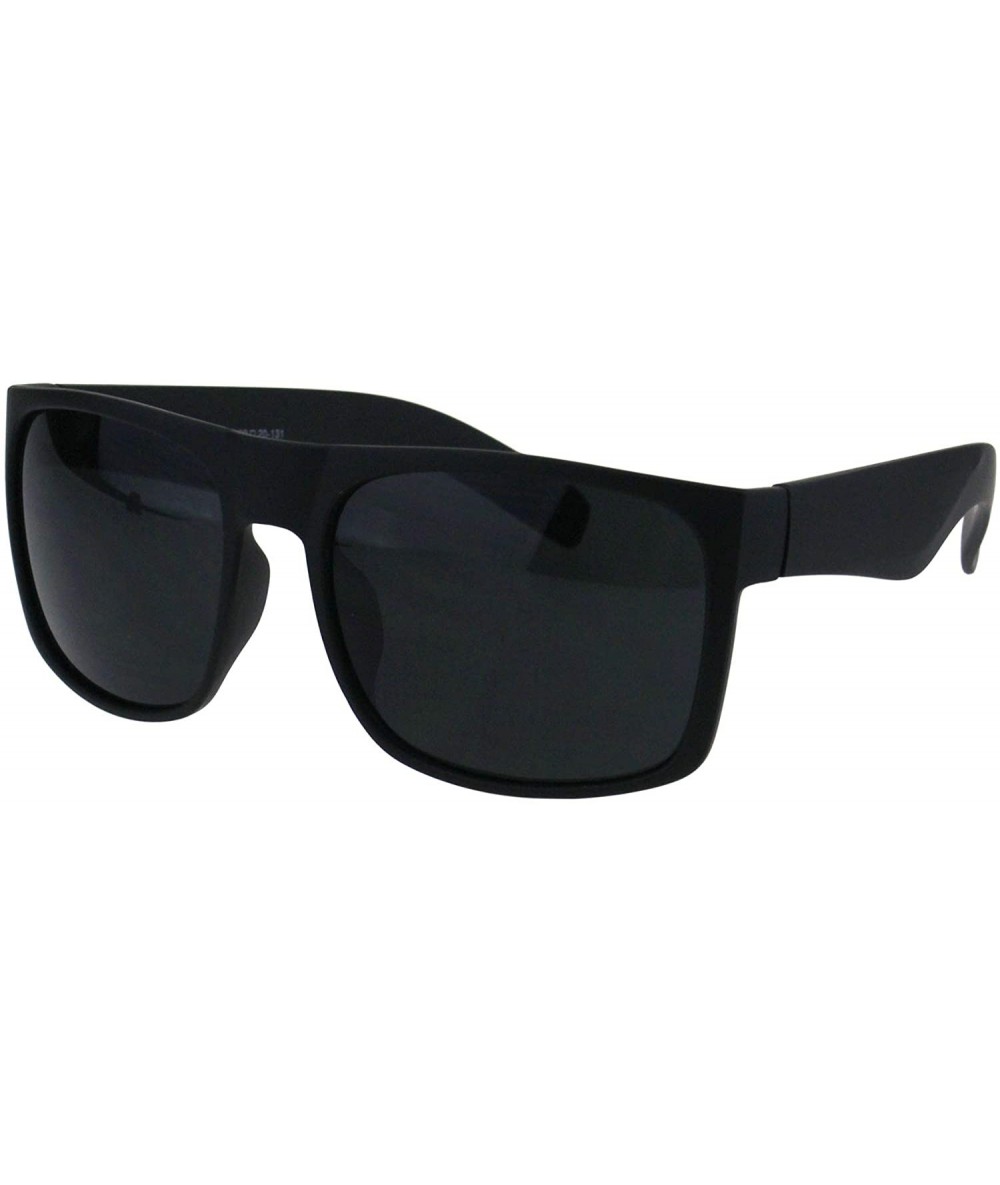 Square Mens Square Rectangular Sunglasses Classic Black Frame & Lens UV 400 - Matte Black - CB18RECSWKH $20.85