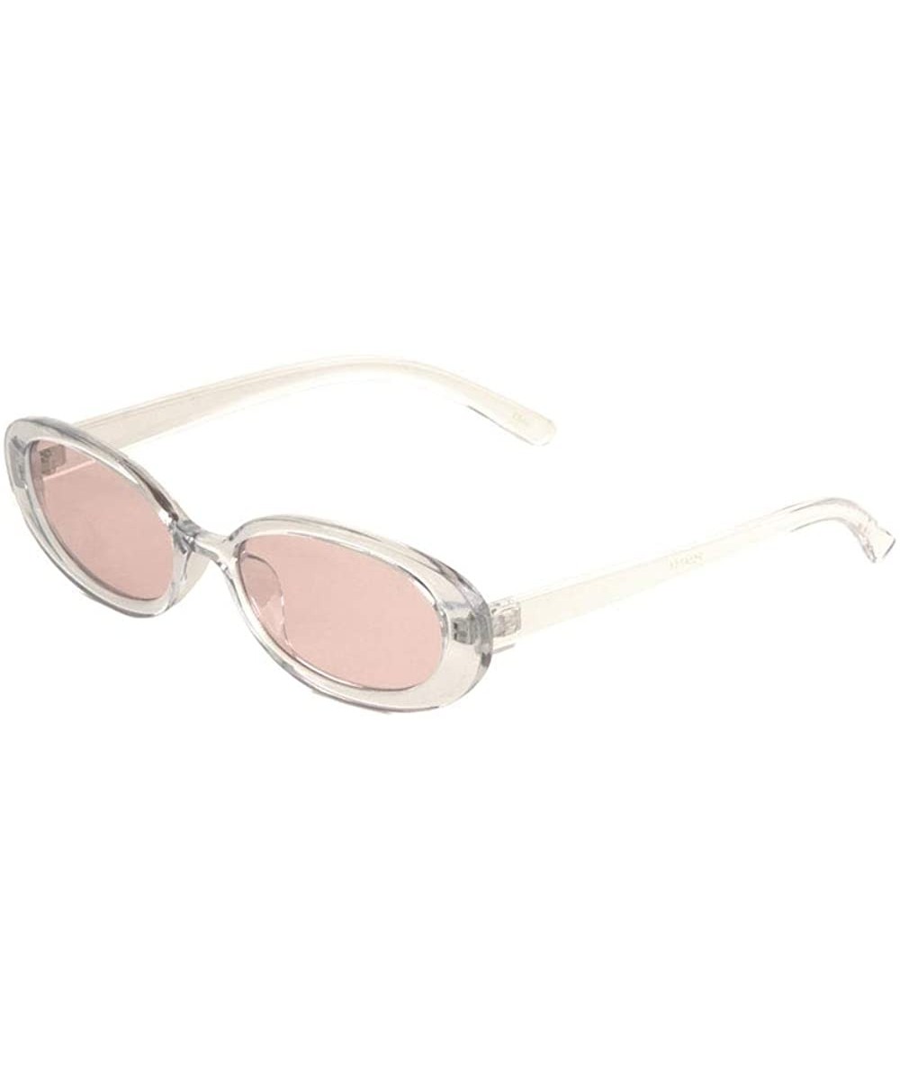 Oval Wide Oval Retro Thick Side Sunglasses - Clear - C3197R32R3C $26.56