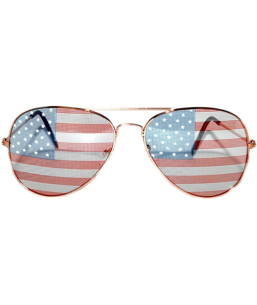 Aviator American Flag Classic Metal Frame UV Protection OWL. - Gold_frame - CV11RWTYZZP $18.47