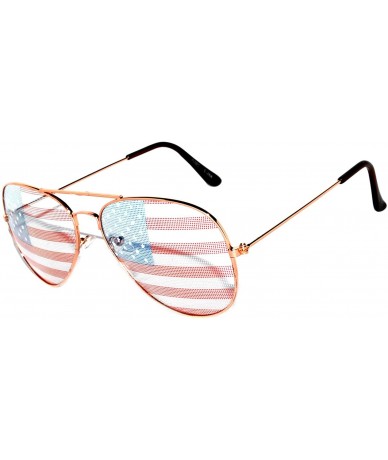 Aviator American Flag Classic Metal Frame UV Protection OWL. - Gold_frame - CV11RWTYZZP $18.47