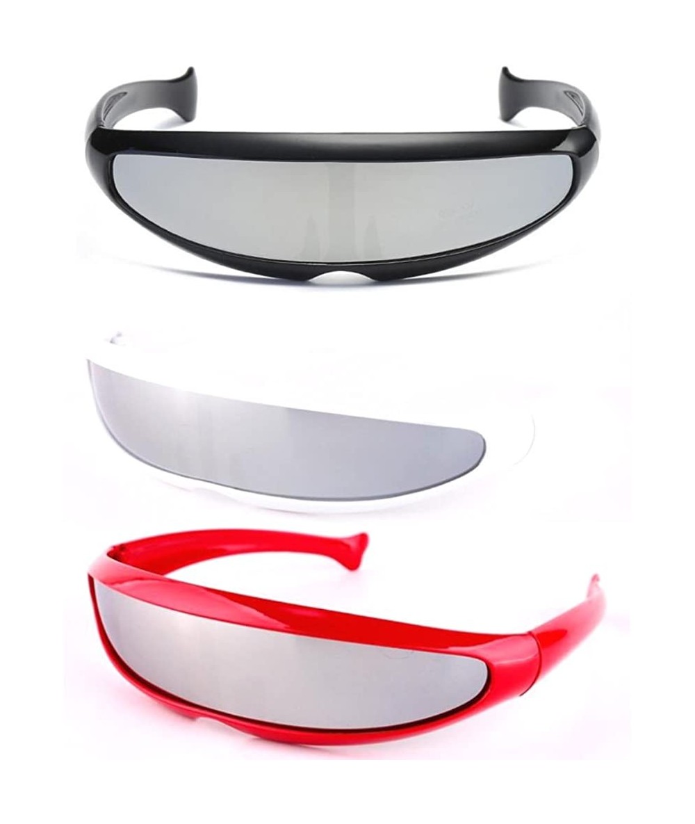 Goggle 3 Pack Futuristic Cyclops Monoblock Shield Sunglasses UV400 - Bwr - CY18GQKK66G $43.89