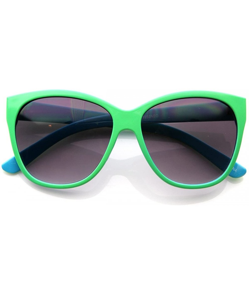 Wayfarer Retro Fun Fashion Colorful Retro Style Oversized Horn Rimmed Sunglasses (Green-Blue) - C611988CK4B $18.77