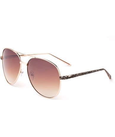 Aviator Morongo" - Aviator Classy Design Vintage Fashion Sunglasses for Men and Women - Gold/Brown - CF12M436H8B $19.20