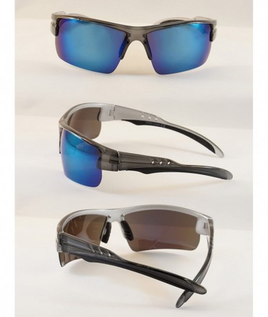 Semi-rimless Unisex Polarized Mirrored Sports Wrap Sunglasses P006 - Grey/ Blue Revo - C5186M4WNO9 $21.81