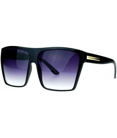 Rectangular Extra Oversized Diva Mobster Flat Top Fashion Sunglasses - Black - C611ARF9OVF $19.52