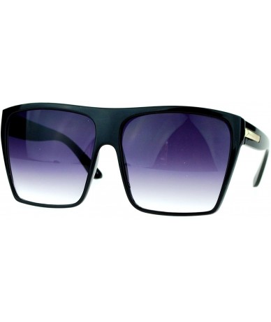 Rectangular Extra Oversized Diva Mobster Flat Top Fashion Sunglasses - Black - C611ARF9OVF $19.52