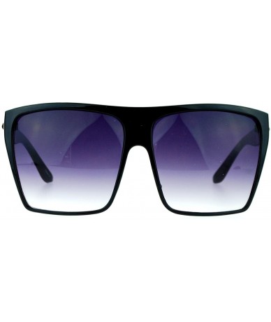 Rectangular Extra Oversized Diva Mobster Flat Top Fashion Sunglasses - Black - C611ARF9OVF $19.52