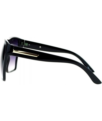 Rectangular Extra Oversized Diva Mobster Flat Top Fashion Sunglasses - Black - C611ARF9OVF $19.52