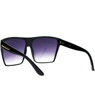 Rectangular Extra Oversized Diva Mobster Flat Top Fashion Sunglasses - Black - C611ARF9OVF $19.52