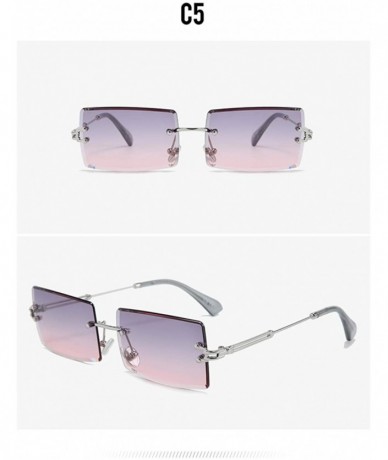 Rimless Rimless Square Sunglasses for Women - Silvergrey1 - C018AY252N4 $17.98